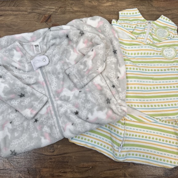 2 Halo and HM Sleep Sacks Swaddle 6-12M Unicorn Soft Green Polka Dot - Picture 1 of 6